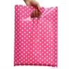 Confezione regalo 50 sacchetti con manico in plastica a pois rosa/nero Confezione per abbigliamento con borsa per la spesa con manici