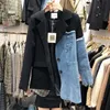 Giacche da donna LANMREM Autunno abito ampio cuciture denim cappotto irregolare monopetto color block giacca cappotti moda femminile 2A04505 220919