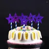 Festive Supplies 6Pcs/set DIY Multi Color Heart Star Paper Sequins Wedding Party Cake Cupcake Toppers Picks Valentine's Day Birthday