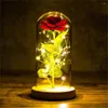 Вечеринка День Святого Валентина Подарок Вечная роза Светодиодная светодиодная фольга цветок в стеклянном покрытии для подруги для свадебной сущности