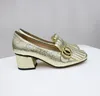 Marmont Designer Sandals Leather High Heel Gold Crunky Pumps Shoes Square Cleafers Metal Buckle Vintage Sandal