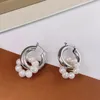 Boucles d'oreilles créoles LOVOACC Vintage Multiple ronde perle d'eau douce boucle d'oreille pour femmes filles laiton or crochets mariage bijoux de mariée