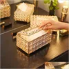 Tissue Boxes Napkins Fashion Crystal Box Removable Luxury Restaurant Party El Towel Wipes Case Napkin Dispenser Paper Wedding Drop D Dhk8L