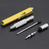 7 In1 Multifunktion Bollpoint Pen med modernt handh￥llet verktyg M￤t teknisk linjal Skruvmejsel Peksk￤rm Stylus Spirit Level Gift