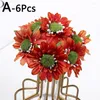 Flores decorativas 6 PCs Girassol artificial com o Bouquet Core Bouquet Fake DIY Materiais de Artesanato