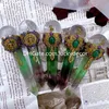 Natural Crystal Healing Gemstone Wand Crafts Handmade Unique Rainbow Fluorite Point Clear Quartz Crystal Sphere Pagan Wiccan Stick Magick Sceptre Party Favours