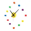 Wandklokken DIY Clock 3d kleurrijk vierkante nummers Home Modern Decoration Creative Watch Quartz Design