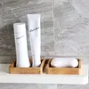 Natural Bamboo Wood Soap Dish Bathroom Shower Tray Sink Deck Bathtub Storage Self Draining Bar Dishes Rustic Sponge Holders Stand JJLE14259