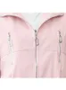 Kvinnorjackor Kvinnor Kortrock 2022 Spring Autumn Fashion Long Sleeve Tops Pink Loose Baseball Clothing Woman Picks Pockets