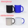 US Warehouse Tasses en céramique de sublimation blanche vierge 11 oz Tasses en céramique de couleur à changement chaud vierges Les tasses à café en céramique mélangent l'intérieur coloré ou la poignée RTS