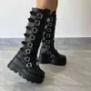 Bottes longues Martin femmes 2022 automne et hiver nouvelle boucle de ceinture fond épais Punk Hot Girl Knight 220920