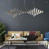 Pendant Lamps Nordic Living Room LED Chandelier Lighting Fishbone Designer Dining Hanging Lights Modern Novelty Office Lamp