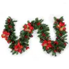 Decoratieve bloemen 2.7m kerstdecoratie slingers rattan krans simulatie voor kerst thuis feest boomdecoraties bloemenband