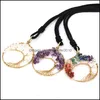 Other Jewelry Sets Irregar Natural Stone Jewelry Tree Of Life Crystal Yoga Chakra Necklace Fashion Amethyst Clear Quartz Lapis Pendan Dhbfm