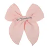 Hair Accessories 5inch Solid Bow Nylon Headband Clips Baby Cotton Hairpins Girls Kids Knotbow Barrette Curled Edge