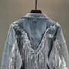 Women's Jackets Jean Woman Fringed Sequined Denim Spring Retro BF Loose Short Jeans Top Chaqueta Chaquetas 220919