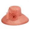 Berets 2022 Fashion Fedora Ladies French Crochet Floral Linen Hat Elegant Temperament Wedding Banket Pot Cap Wide Brim