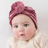 Hair Accessories Baby Girls Knot Turban Hat With Round Ball Center Kids Velvet Caps Children Leopard Beanies Pography Props Birthday Gifts