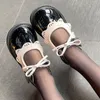 Sneakers Summer Girls Pu Mary Janes Retro Soft Bottom Princess Lace Bow Children Sweet Chic Flat Casual Occallow Hook Loop Shoe 220920