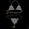 Belly Chains Stonefans Exquisite Flower Underwear Anklets Rhinestone Bikini Chain Crystal Sexy Body Bra Thong Set Underclothes Women Dhvnd