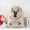 Santa Sacks Bag de Presente de Natal Tamanho grande 50cm x 70cm Canvas Kids Candy Cane Storage Bag Decoration