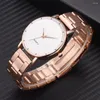 Zegarwki na rękę Kobiety oglądają modę Rose Gold Bransoletę Watche Proste zegar ze stali nierdzewnej damski Zegar Relogio feminino Zegarek Damski