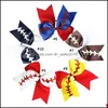 Bandes de cheveux en caoutchouc 10 couleurs Softball cheveux bandeau fille Baseball Cheer bandeaux Rugby Bowknot queue arcs accessoires bande de caoutchouc 778 Dh72F