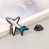 Brooches Cool Airplane Metal Brooch Pins Retro Plane WORLD TRAVELER Cartoon For Women Men Costumes Aircraft Model Jewelry Gifts