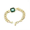 Charm armband michnlsmy simulerade gr￶n smaragd armband f￶r kvinnor fyrkantiga klipp ￤delstenar ton￥ring flickor 18k guld pl￤terad personlig