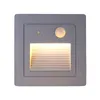 Inomhus utomhus PIR Motion Sensor 3W LED-trappstegslampor Fotljus inbäddat hörngolv Underjordisk lampa 85-265V