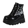 BOOTS LIGADOS Aranha Bordado de bordado pequeno punk curto inseto de renda gótica Up