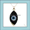 Pendant Necklaces Pendants Jewelry Simple Evil Eye Druzy Drusy Earrings Necklace Women Resin Imitation Natur Bdehome Otf8A