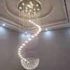 Żyrandole długie kryształ żyrandol kreatywne oświetlenie schodowe Top luksusowy wewnętrzny lampa do salonu lobby schodowe