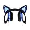 Headset Jinsa 2020 Cat Ear Hörlurar Led Ear hörlurar Cat Earphone Blinking Glowing Headset Gaming Earphones for Adult and Children T220916