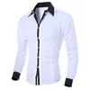 Polos pour hommes Business Noir Blanc Chemise Style Mode Personnalité Casual Slim Revers Mâle Vêtements à manches longues Top Blouse 220920