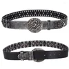 Belts Genuine Leather Smooth Buckle Male Women Rock Hip Hop Strap Waist Metal Rivet Belt Luxury Designers Men Punk Cow