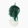 Party Masks Game Genshin Impact Xiao Wig Cosplay Dark Green Synthetic Short Straight Heat Resistant Hair Adult Women Cap Accessories