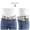 Bälten sträcker Weave Belt Square Buckle Non-Hole Design Casual Elastic Pin Tail Wrapping Practical Unisex