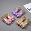 Sneakers Flowers Children Girls Sequins Purple Gold Princess Shoes For Kids Baby Little Party Wedding Dance Single 220920