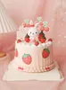 Festive Supplies Personalized Cartoon Cake Topper Lovely Pink Cute Girl Decor Strawberry Cherry Decoration Birthday Baby Shower