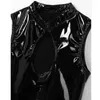 Women's Tanks Women Sexy Wetlook Slim Tank Crop Top Patent Leather Latex Bra Black Sleeveless Shaping Sheath Hollow Out Vest Punk Tops