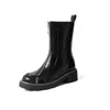 Bottes personnalisées fermeture à glissière avant Martin nouvel automne hiver style britannique moyen épais cuisse talon haut noir Chelsea chaussures courtes femme