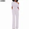 Casual Dresses Women Jumpsuit One Shoulder With Sashes Pockets Officewear Romper Combinaison Fashion Female Jumpsuits For Elegant Lady Clothing Y19060501