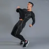 Kurtki wyścigowe Najwyższej jakości mężczyźni Zestawy bielizny termicznej Kompresja cienki pot Szybki suszenie męskie ubrania sportowe garnitury