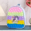 Ragazza Ragazzo Zaino Simpatico Arcobaleno Fidget Giocattolo Unicorno Spalla Design Pacchetto di decompressione Giocattolo per dita Bolla Borsa da scuola per bambini Silicone