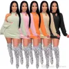 Vrouwen tweedelig jurk pak mode solide kleur crop top bodycon rok rok met lange mouwen trui herfstjurken set