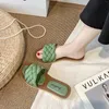 Pantoufles femmes sandales en cuir tissé concepteur chaussures de luxe tongs 2022 été décontracté noir plat grande taille
