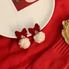 Stallone anno natalizio vino rosso in velluto per le orecchie da arco per donne gioielli alla moda dono di moda coreano boucle oreille femme aretes de mujer 220920