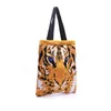 Shoulder Bags Casual Tiger Pattern Knitting Tote Bag Faux Woolen Women Woven Lady Handbags Crochet Large Capacity Shopper Purses 220920