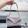 Plush Handbags Shoulder Bag Fashion Chain Leather Envelope Clutch Bags Metal Hardware Letter Magnetic Buckle Cross Body Wallet Flap Messenger Cell Phone Purse